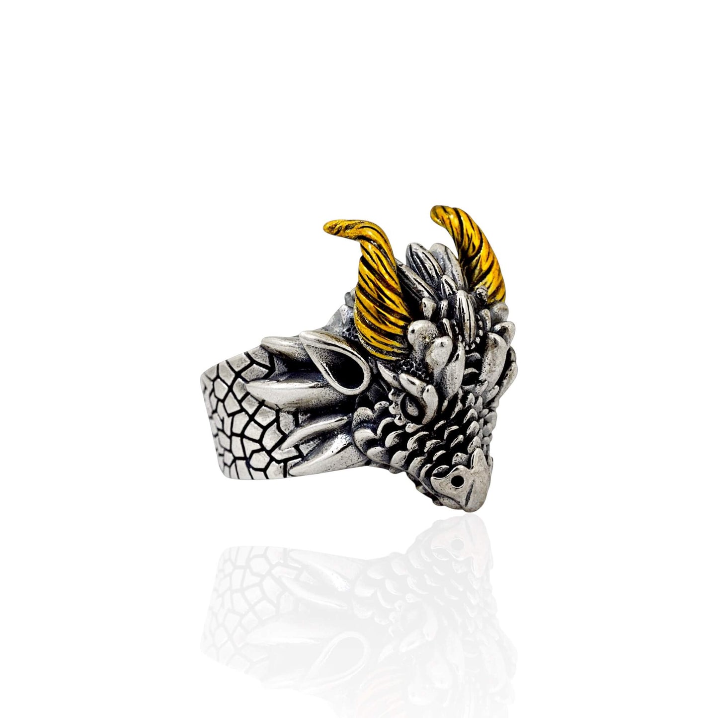 Azita 925 Sterling Silver Dragon Face Ring for Men and Boys with Certificate of Authenticity and 925 Stamp