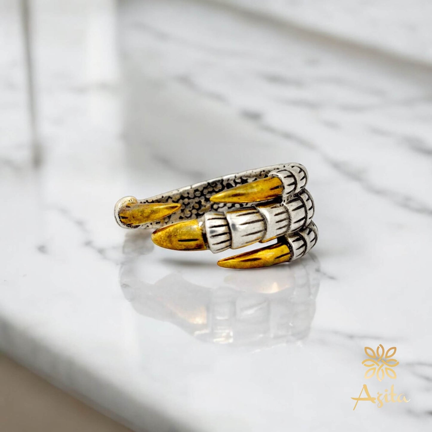 Azita 925 Sterling Silver Dragon claw Ring for Men and Boys with Certificate of Authenticity and 925 Stamp