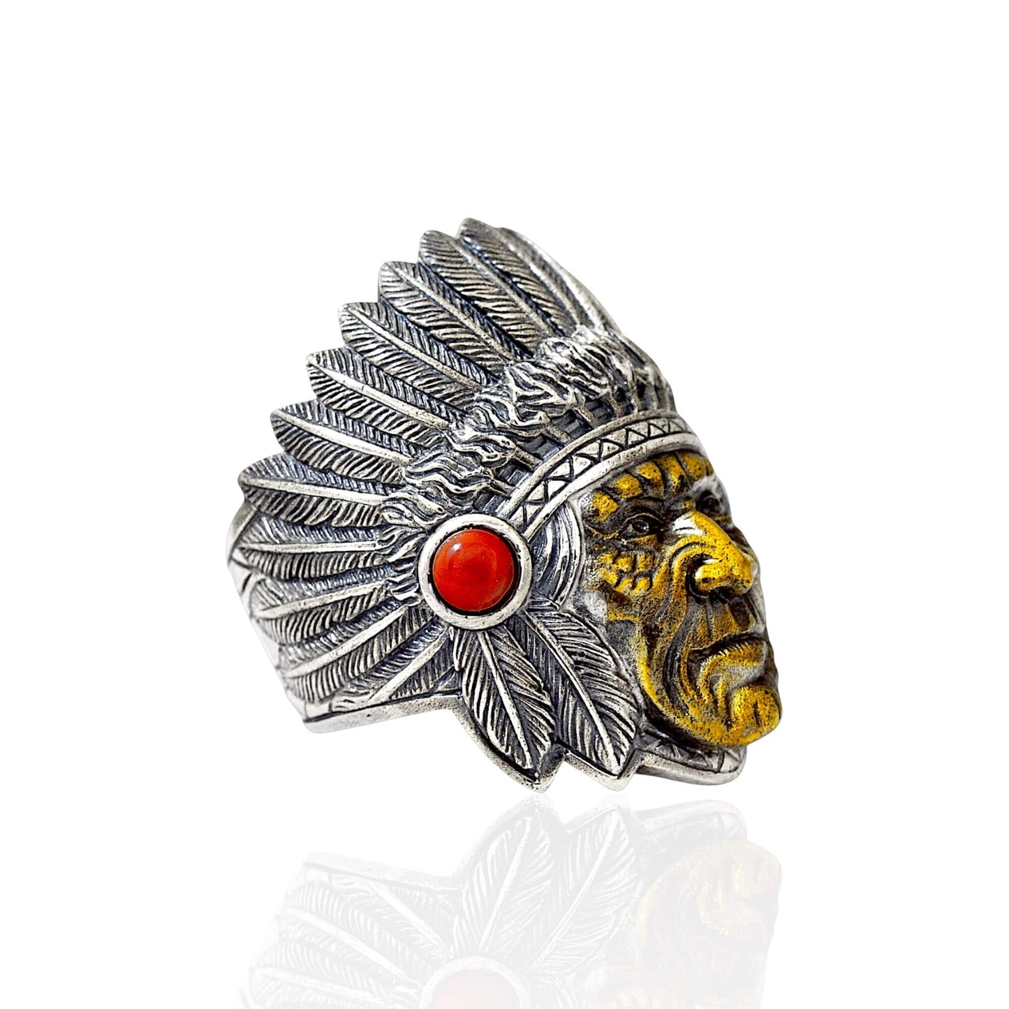 Azita 925 Sterling Silver African Tribe Face Ring for Men and Boys with Certificate of Authenticity and 925 Stamp.