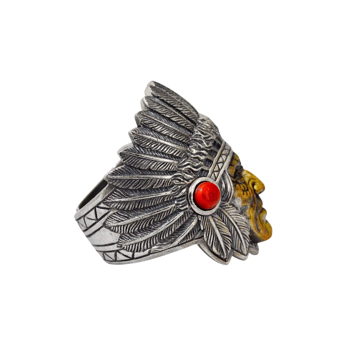 Azita 925 Sterling Silver African Tribe Face Ring for Men and Boys with Certificate of Authenticity and 925 Stamp.
