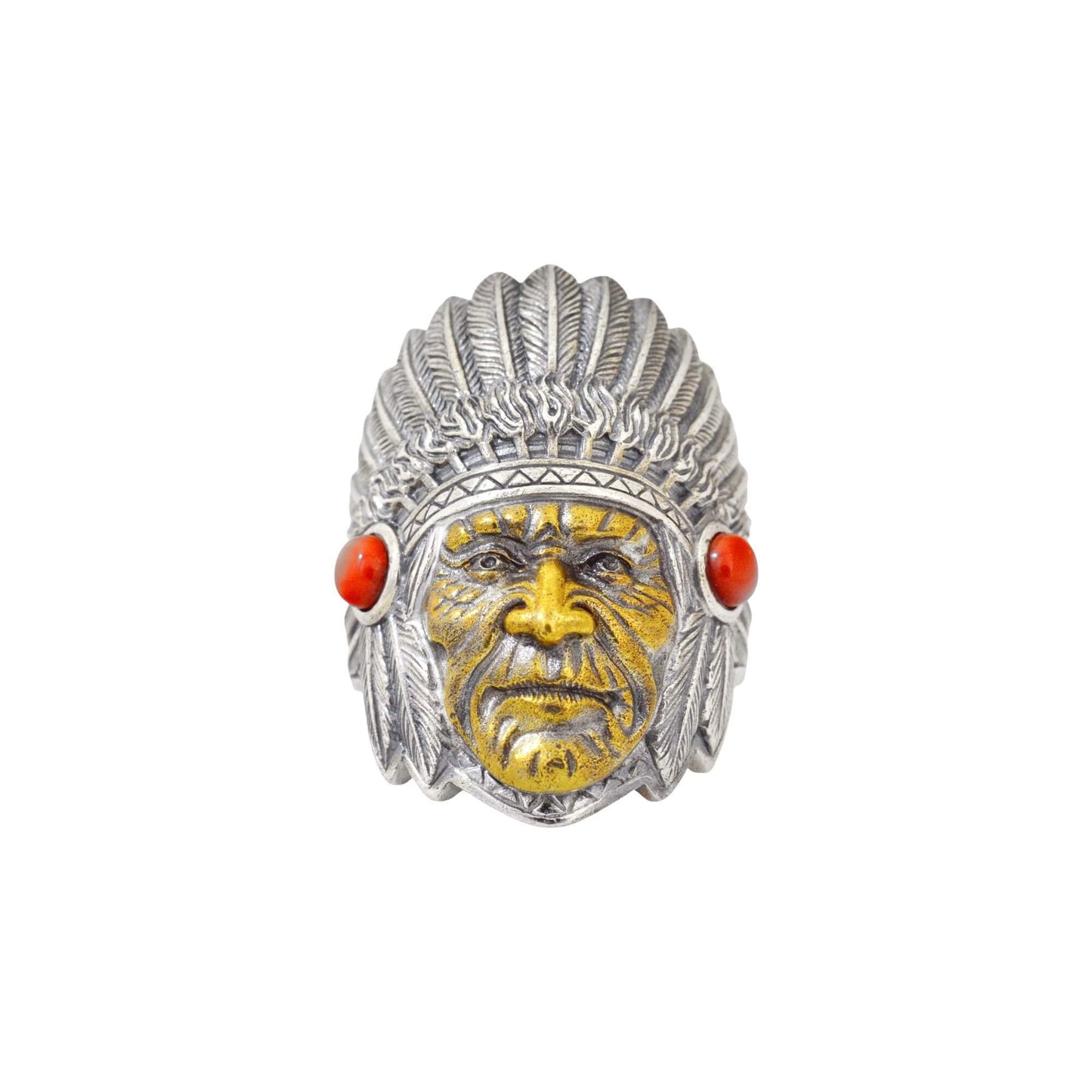 Azita 925 Sterling Silver African Tribe Face Ring for Men and Boys with Certificate of Authenticity and 925 Stamp.