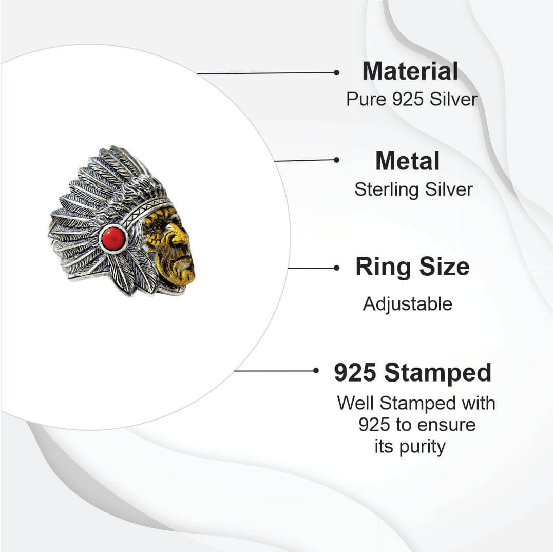 Azita 925 Sterling Silver African Tribe Face Ring for Men and Boys with Certificate of Authenticity and 925 Stamp.
