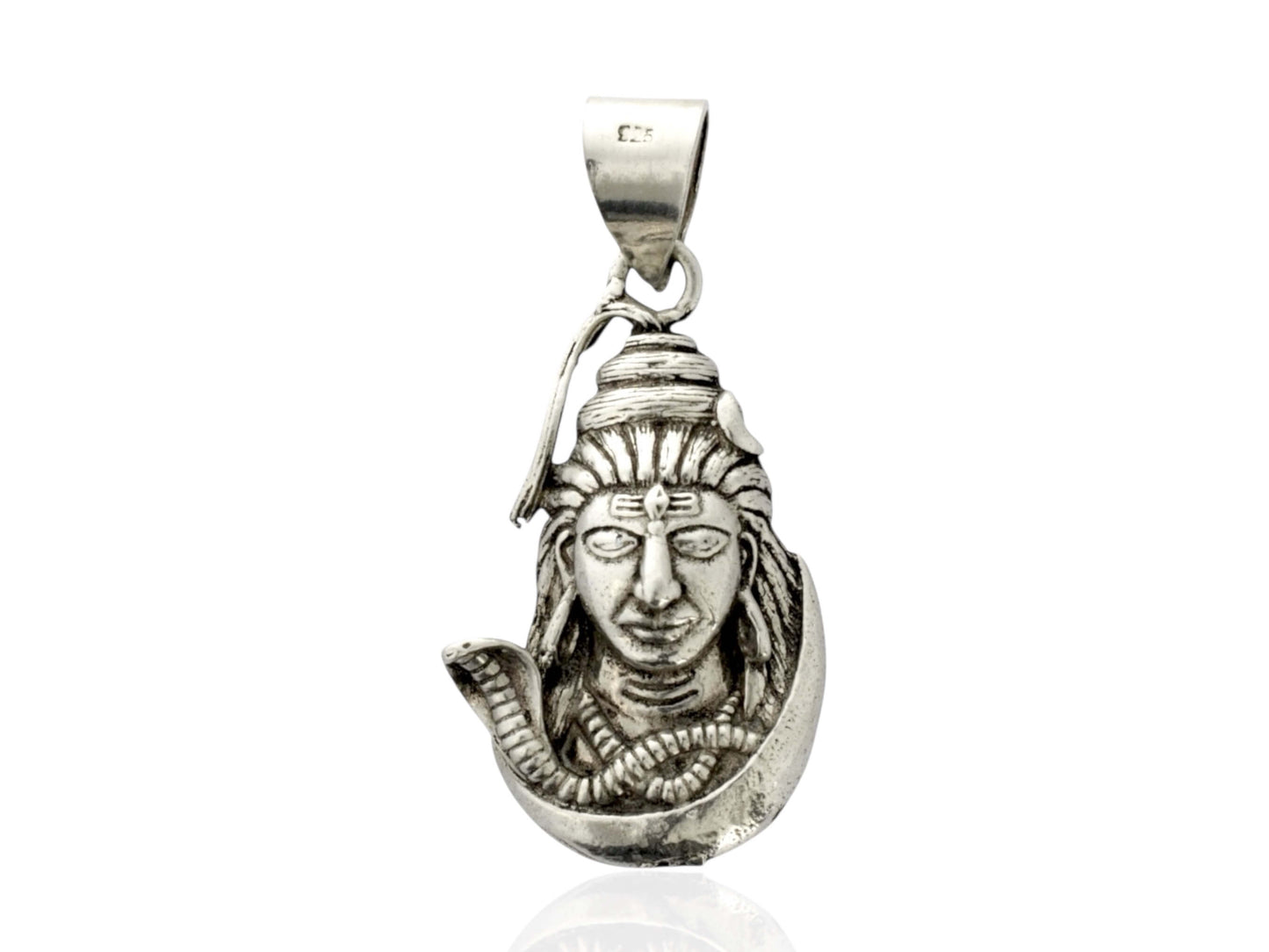 Azita 925 sterling silver God Shiv Pendant large for Men and Women without chain with Certificate of Authenticity and BIS Hallmark.