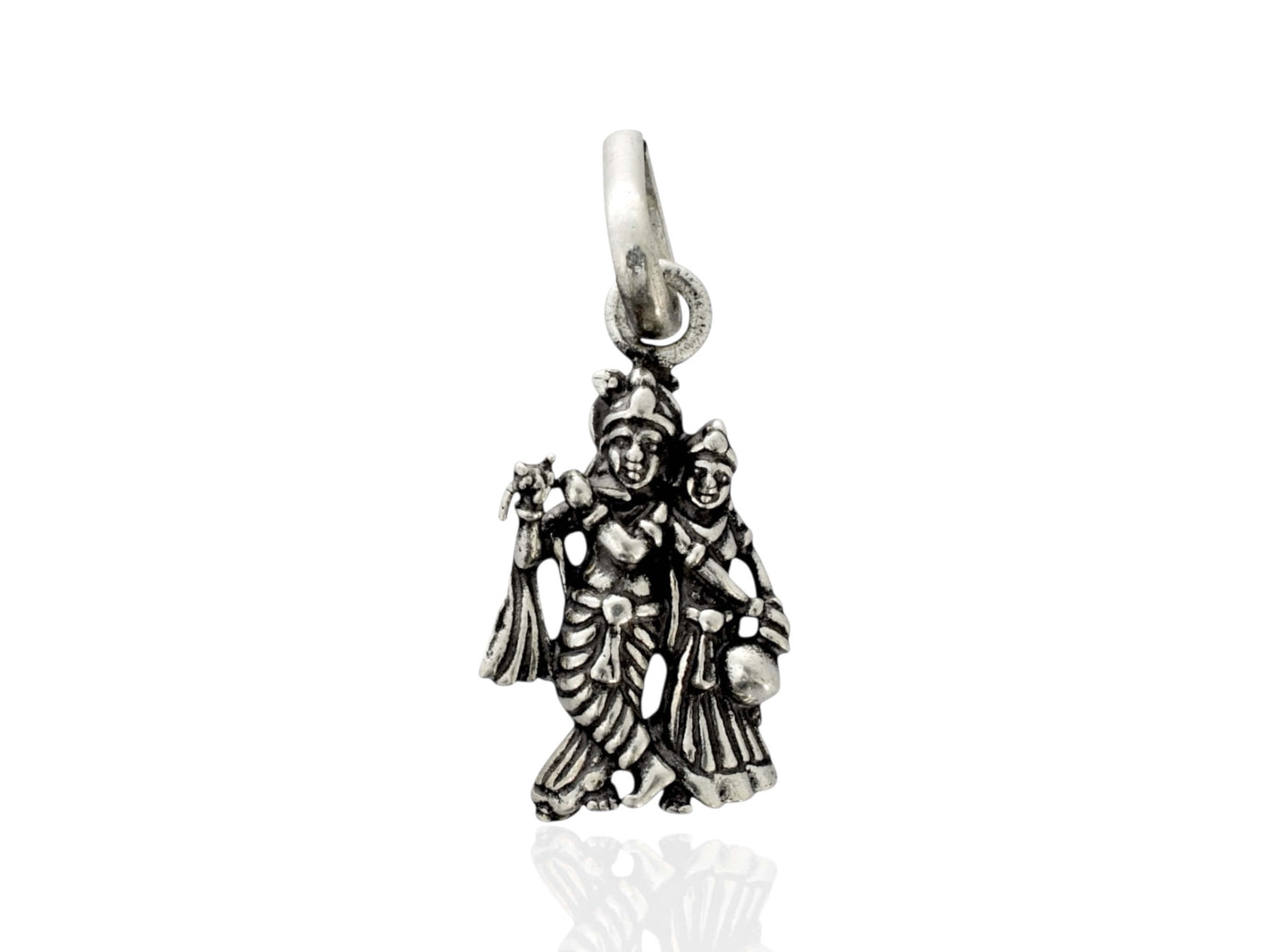 Azita 925 Sterling Silver God Radha Krishna Pendant for Men and Women without chain with Certificate of Authenticity and 925 Stamp