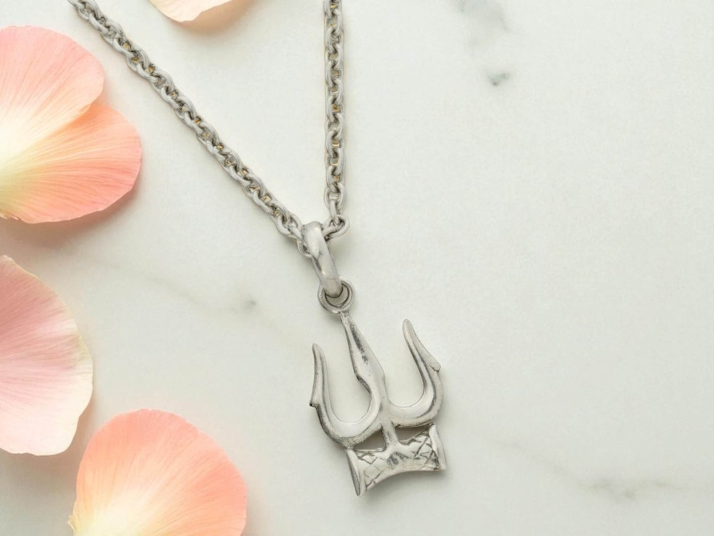 Azita 925 Sterling Silver God shivji Trishul with Damru Pendant for Men and Women without chain with Certificate of Authenticity and 925 Stamp