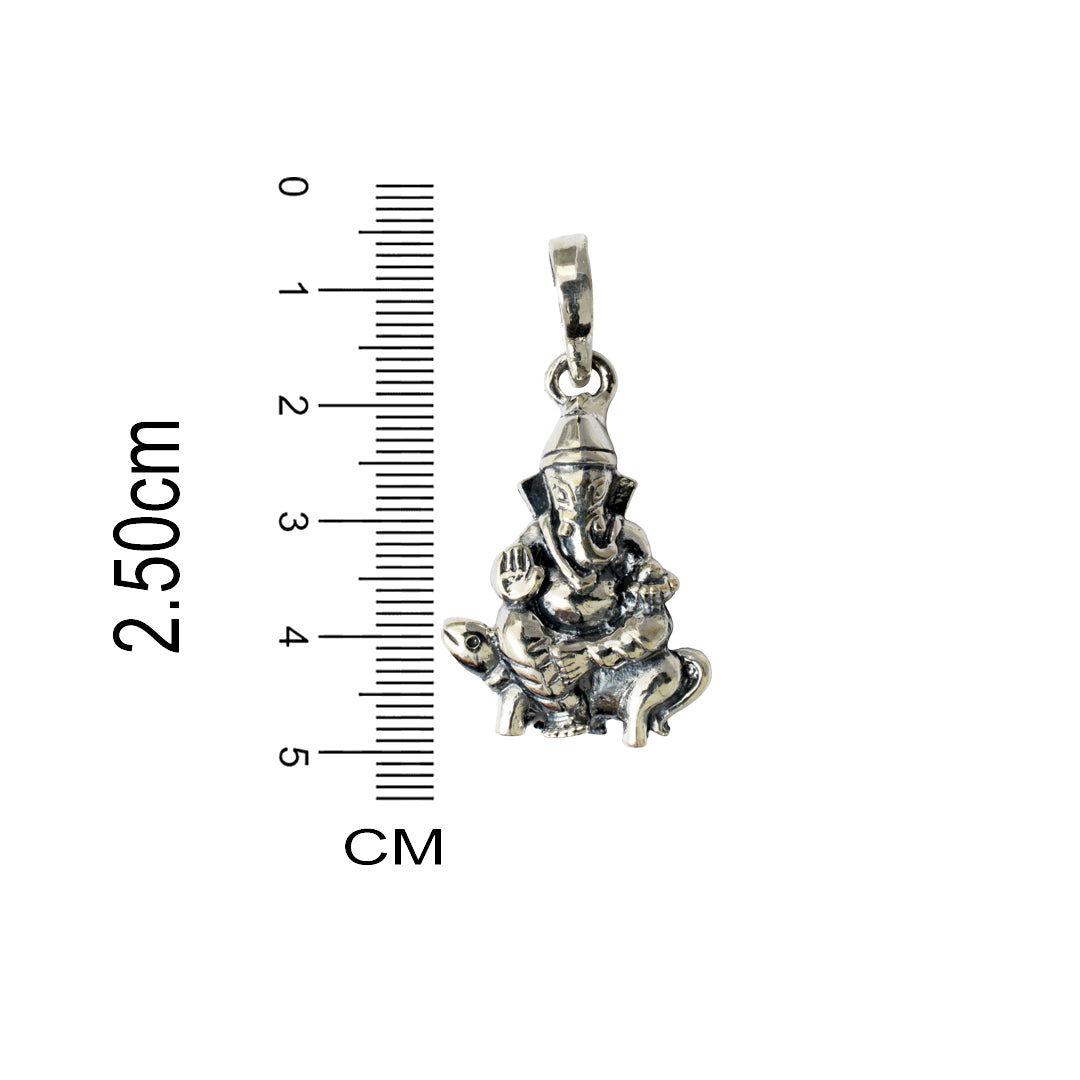 Azita 925 Sterling Silver God Ganesh Pendant for Men and Women| Mushak Sawari| Without Chain| With Certificate of Authenticity and BIS Hallmark.
