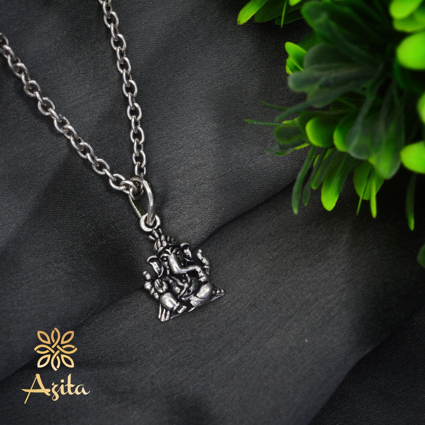Azita 925 Sterling Silver God Ganesh Pendant for Men and Women| Omkara| Without Chain| With Certificate of Authenticity and 925 Stamp.