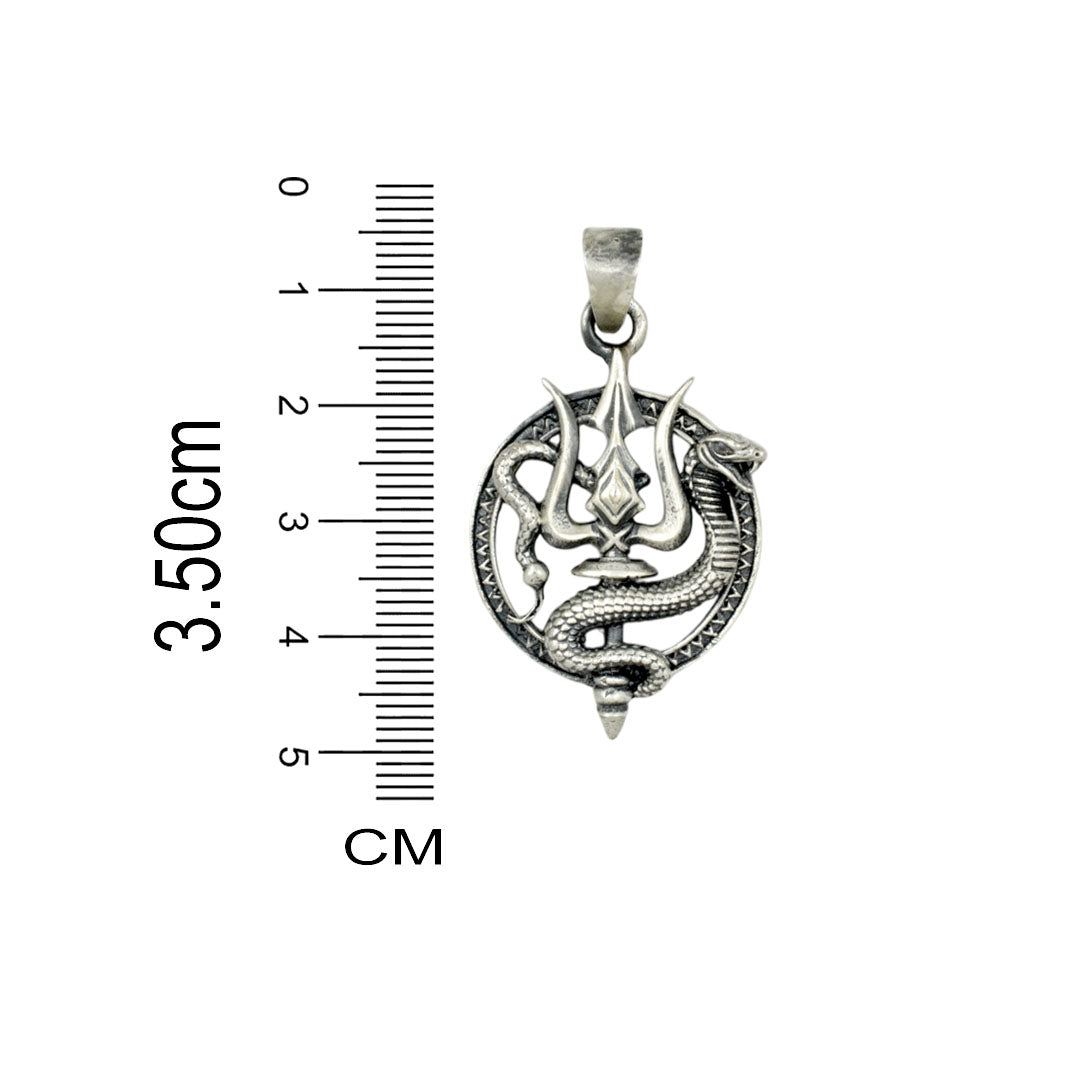 Azita 925 Sterling Silver God Shiv Trishul with Vasuki Pendant for Men and Women| Without Chain| With Certificate Of Authenticity and BIS Hallmarked