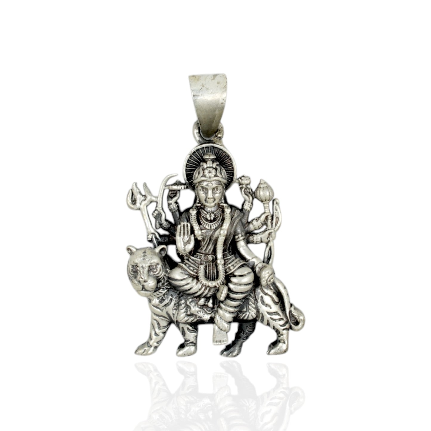 Azita 925 Sterling Silver Goddess Durga Maa Pendant for Men and Women| Without Chain| With Certificate Of Authenticity and BIS Hallmark.