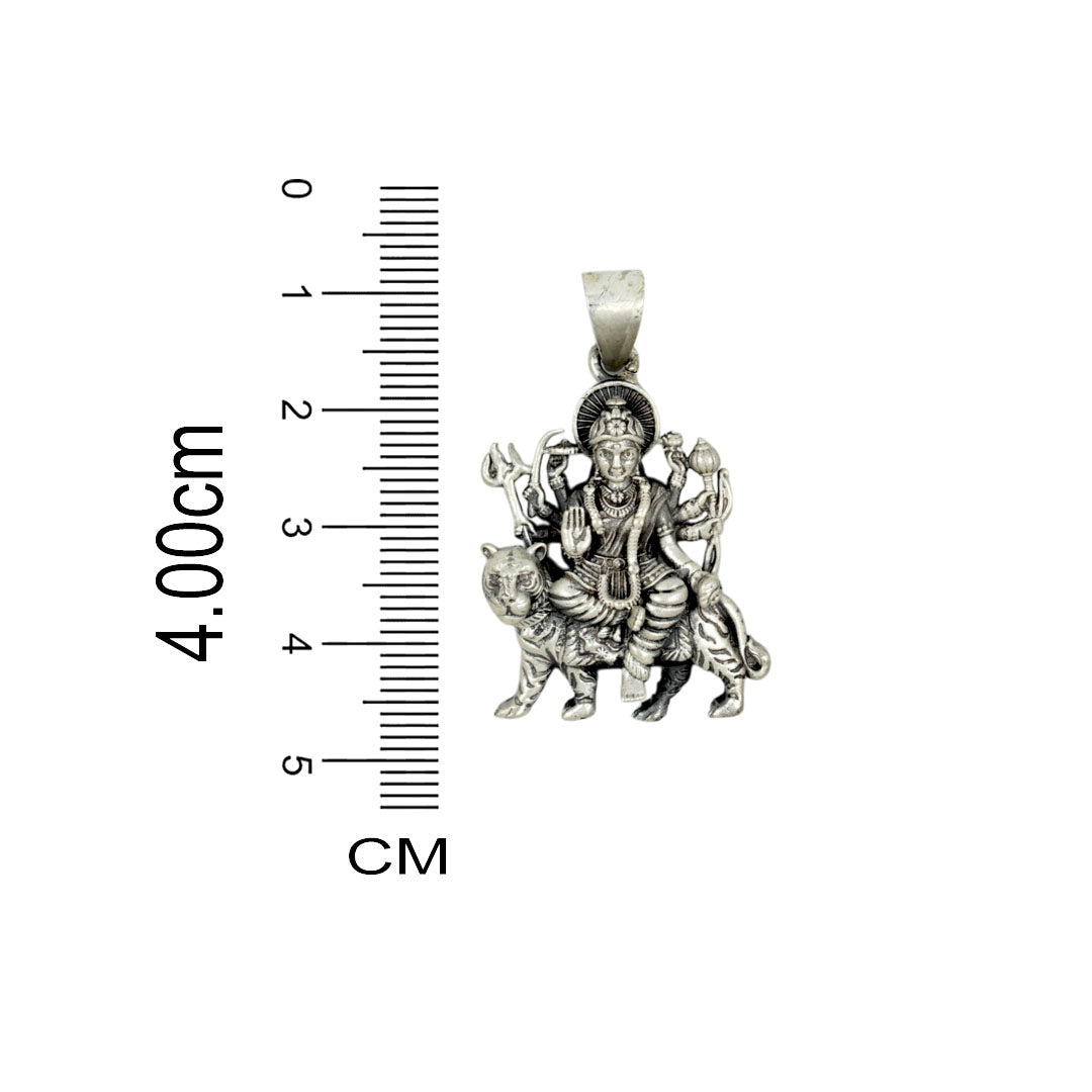 Azita 925 Sterling Silver Goddess Durga Maa Pendant for Men and Women| Without Chain| With Certificate Of Authenticity and BIS Hallmark.