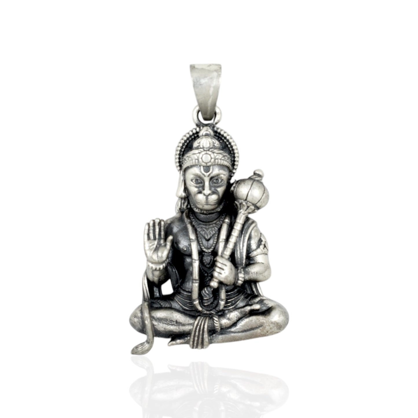 Azita 925 Sterling Silver God Hanuman Pendant for Men and Women| Sitting Hanuman | Without Chain| With Certificate Of Authenticity and BIS Hallmark