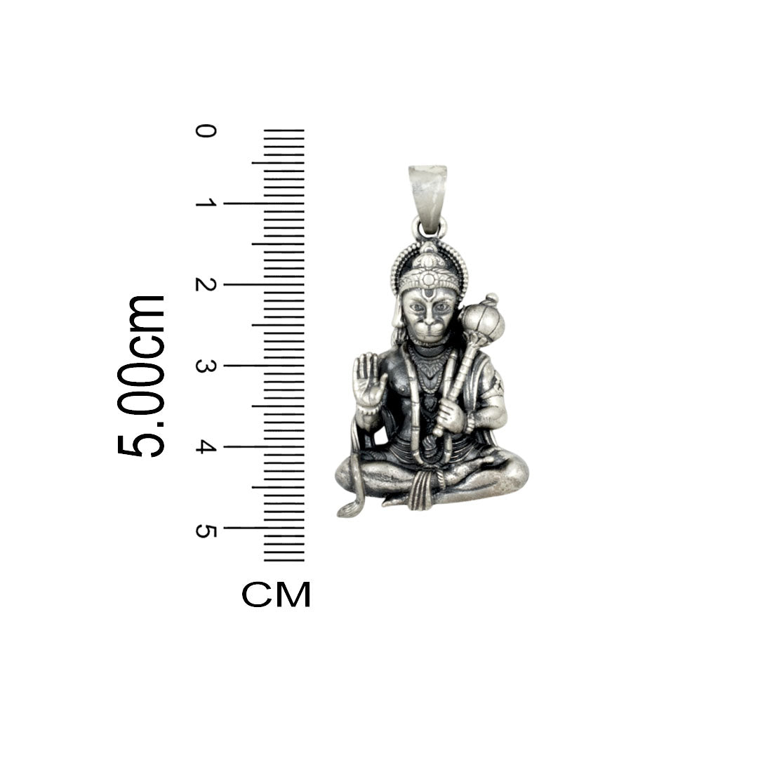 Azita 925 Sterling Silver God Hanuman Pendant for Men and Women| Sitting Hanuman | Without Chain| With Certificate Of Authenticity and BIS Hallmark