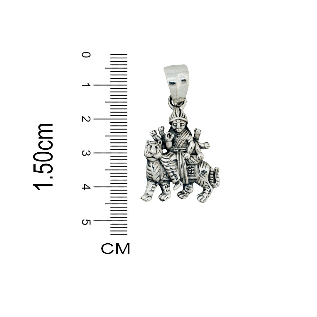 Azita 925 Sterling Silver Goddess Durga Maa Pendant for Men and Women| Without chain | With Certificate of Authenticity and BIS Hallmark.