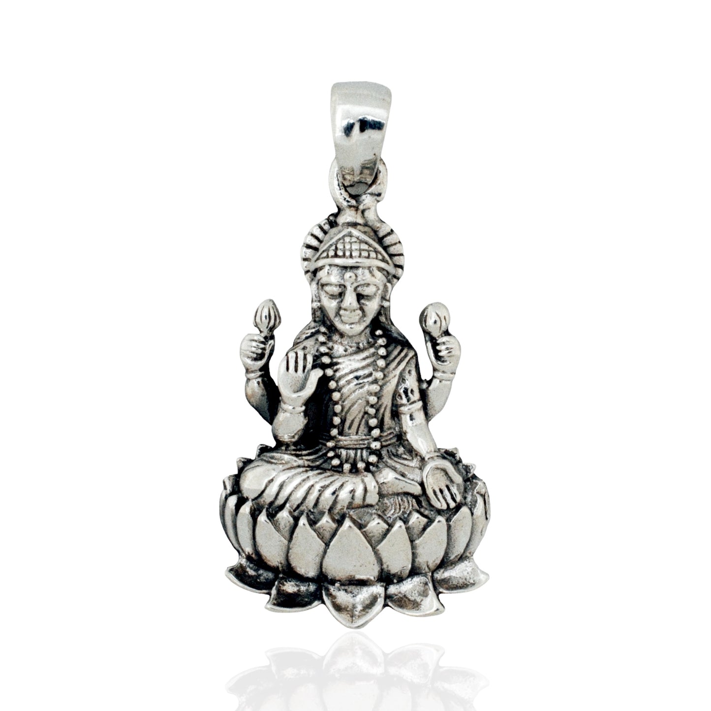 Azita 925 Sterling Silver Goddess Lakshmi Maa Pendant for Men and Women| Without chain | With Certificate of Authenticity and BIS Hallmark.