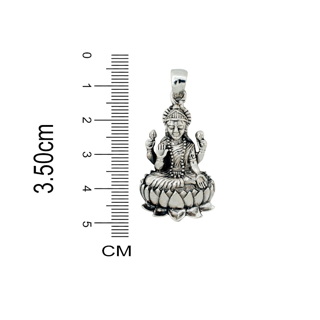 Azita 925 Sterling Silver Goddess Lakshmi Maa Pendant for Men and Women| Without chain | With Certificate of Authenticity and BIS Hallmark.