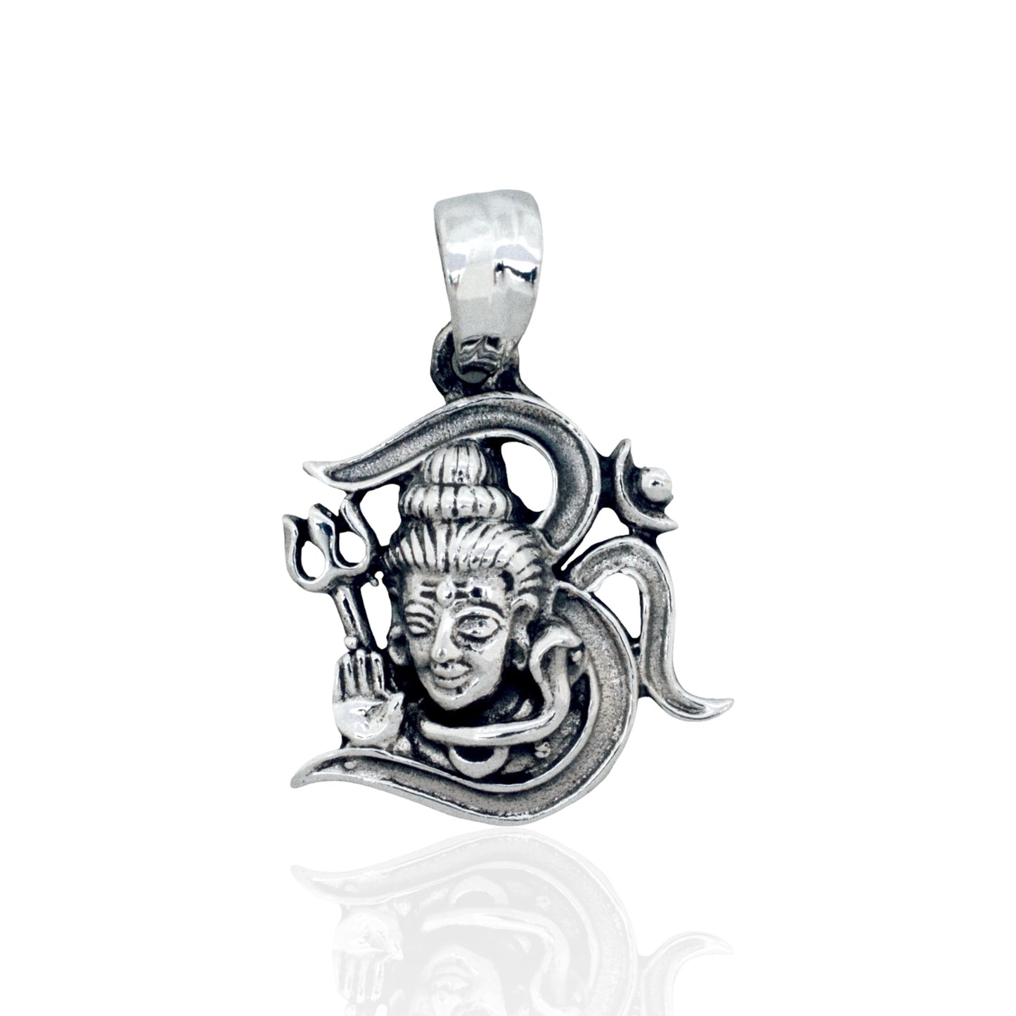 Azita 925 Sterling Silver Divine Om Pendant for Men and Women | Om with Shivji | Without Chain | with Certificate of Authenticity and BIS Hallmark.