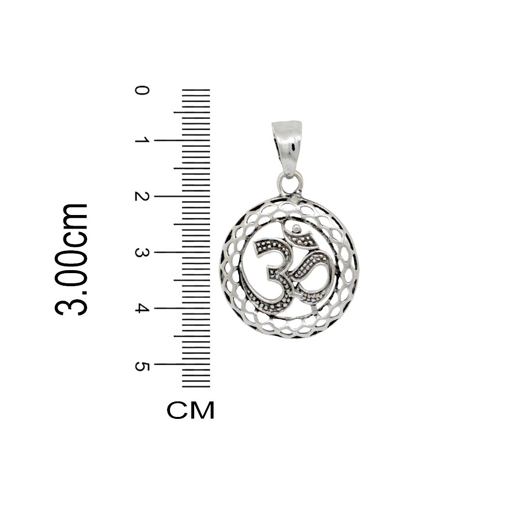 Azita 925 Sterling Silver Divine Om Pendant for Men and Women | Om with Jali Small | Without Chain | with Certificate of Authenticity and BIS Hallmark.