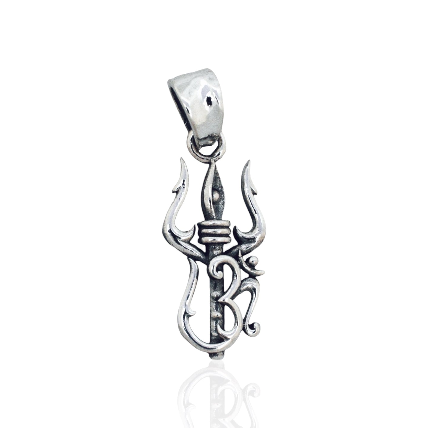 Azita 925 Sterling Silver Divine Om Pendant for Men and Women | Om with Shiv Trishul | Without Chain | with Certificate of Authenticity and BIS Hallmark.