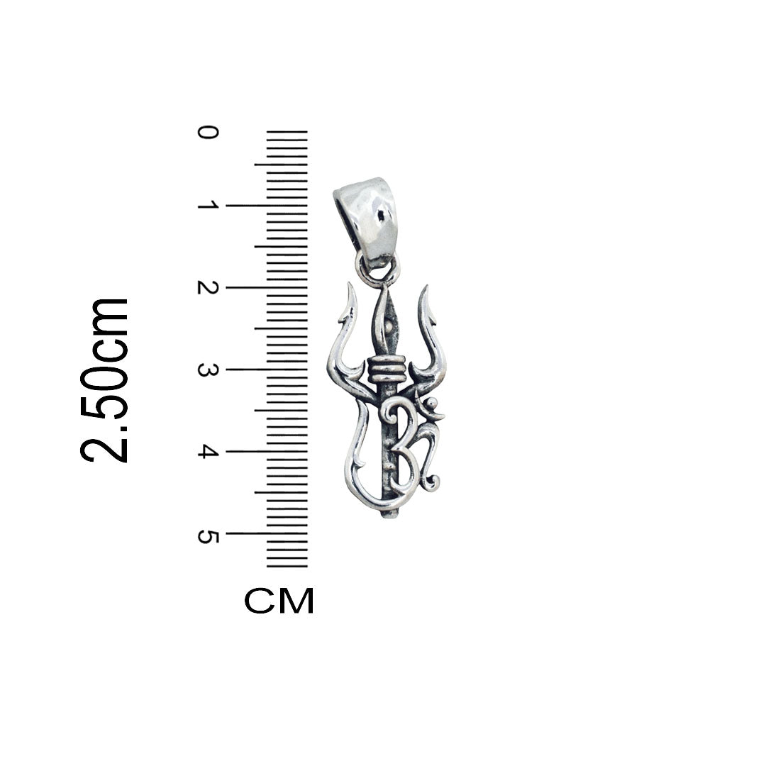 Azita 925 Sterling Silver Divine Om Pendant for Men and Women | Om with Shiv Trishul | Without Chain | with Certificate of Authenticity and BIS Hallmark.