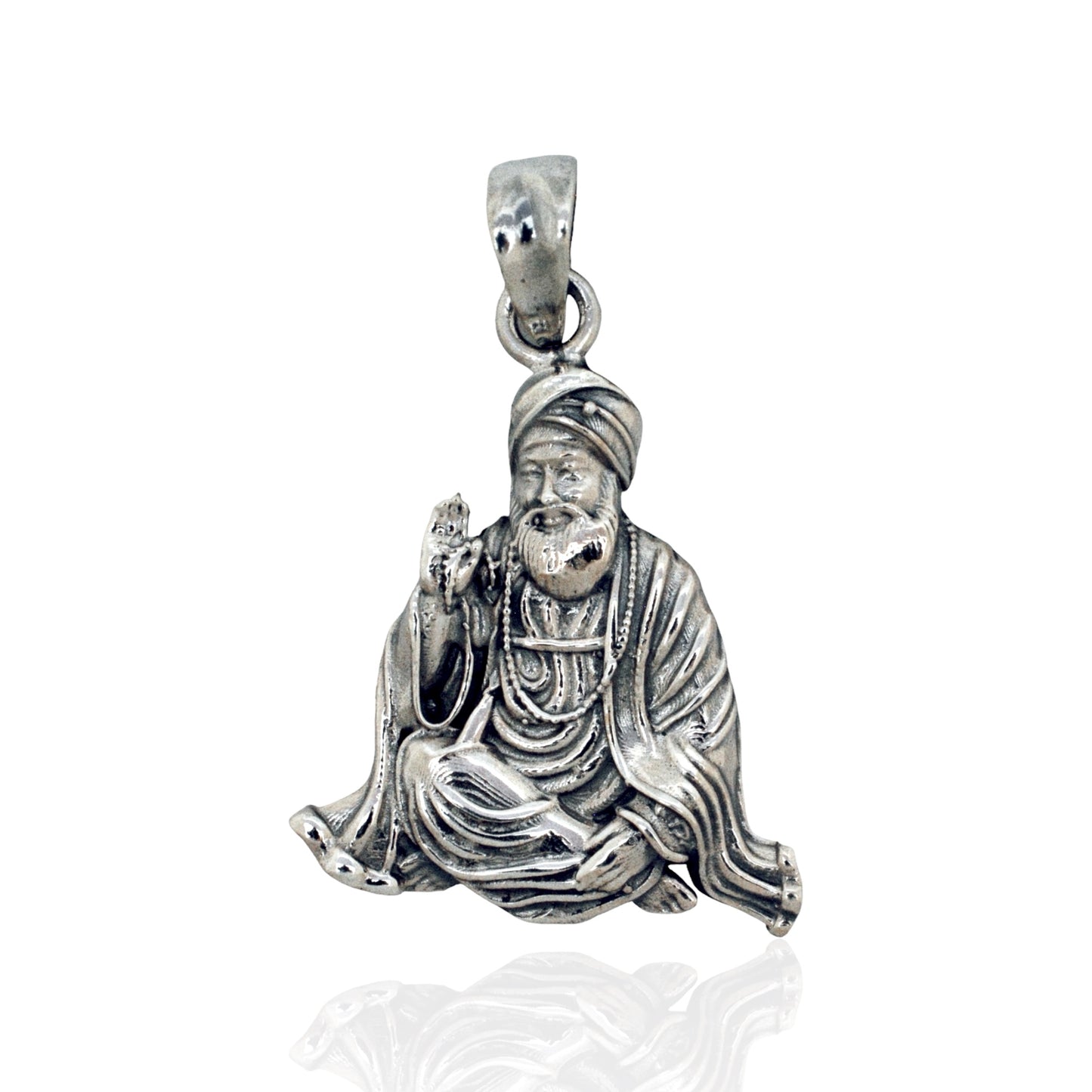 Azita 925 Sterling Silver God Gurunanak dev ji Pendant for Men and Women | Without Chain | with Certificate of Authenticity and BIS Hallmark.