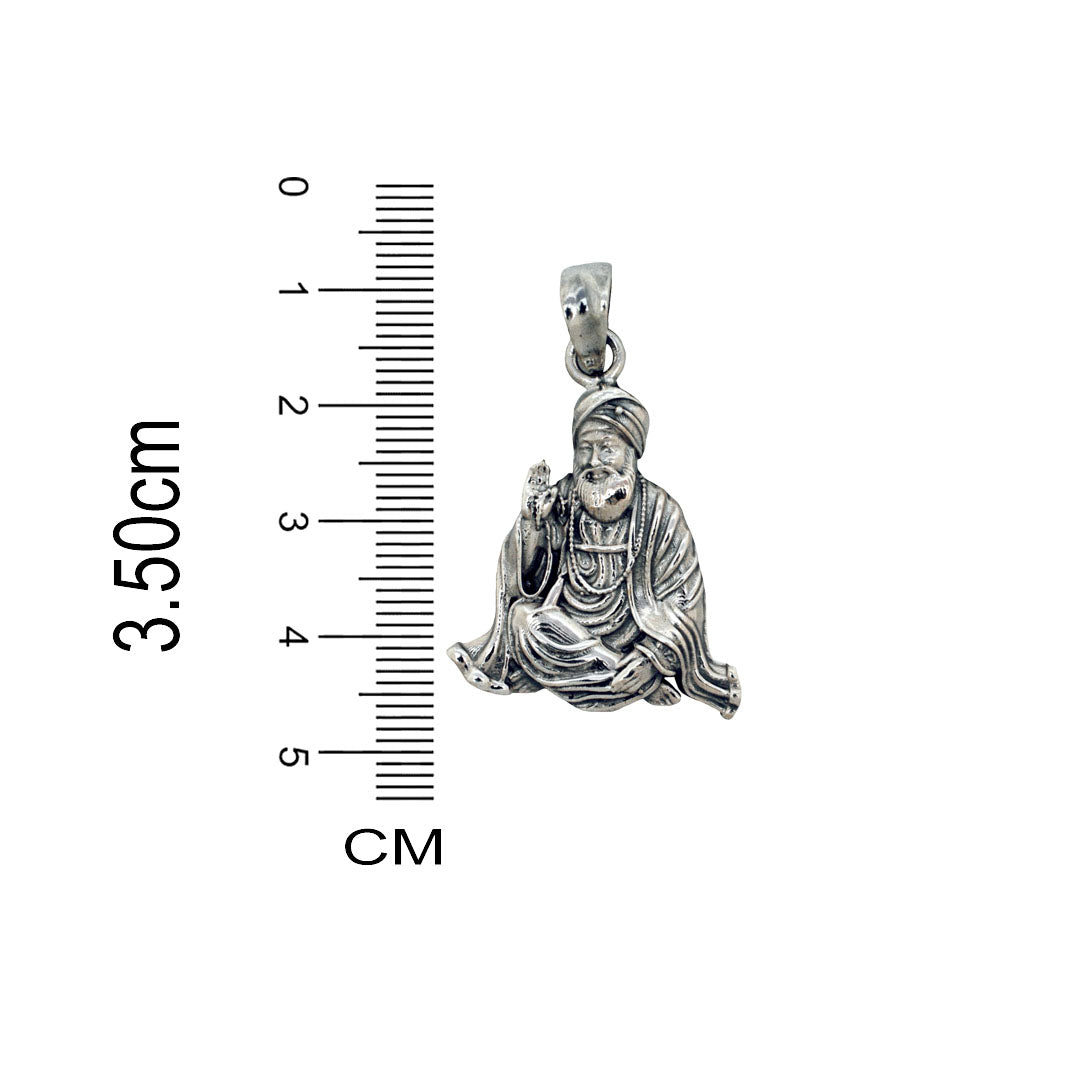 Azita 925 Sterling Silver God Gurunanak dev ji Pendant for Men and Women | Without Chain | with Certificate of Authenticity and BIS Hallmark.
