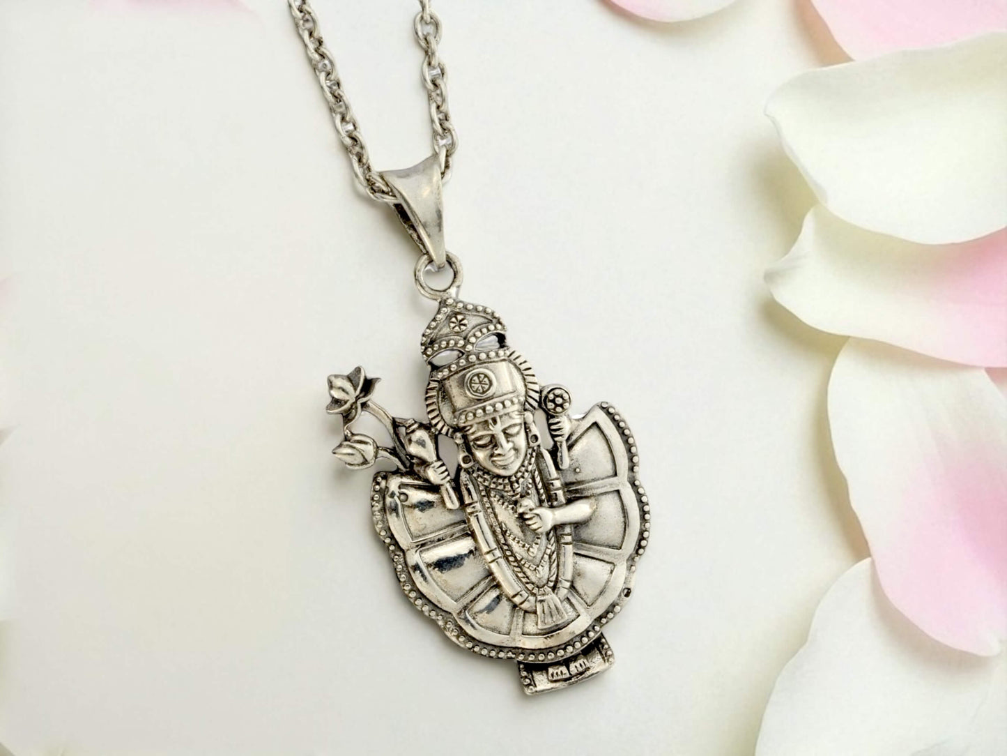 Azita 925 Sterling Silver God Kirshna Pendant for Men and Women | Shreenath Ji Big | Without Chain | with Certificate of Authenticity and BIS Hallmark.