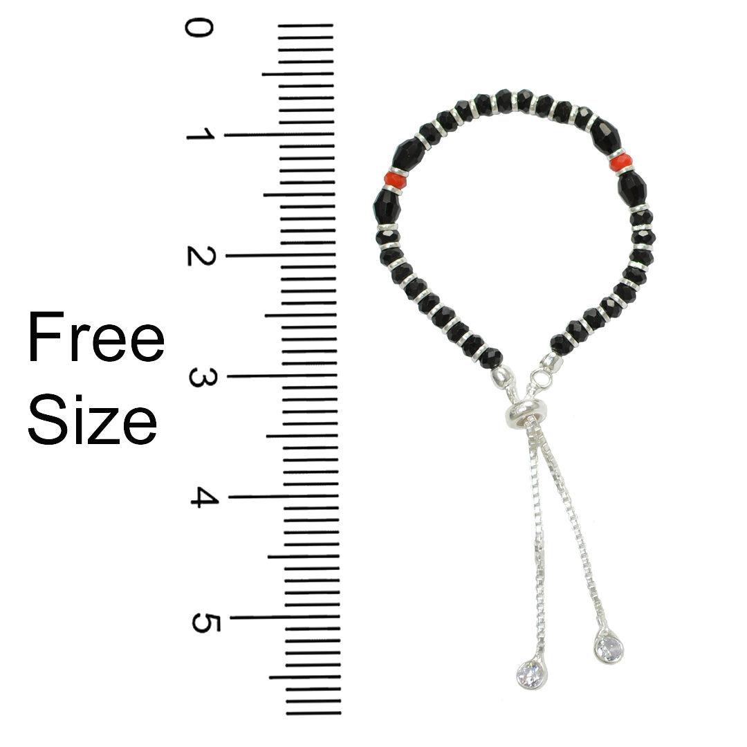 Azita 925 Sterling Silver Unisex Kid Red & Black stone Nazariya with Certificate of Authenticity and 925 Hallmark.
