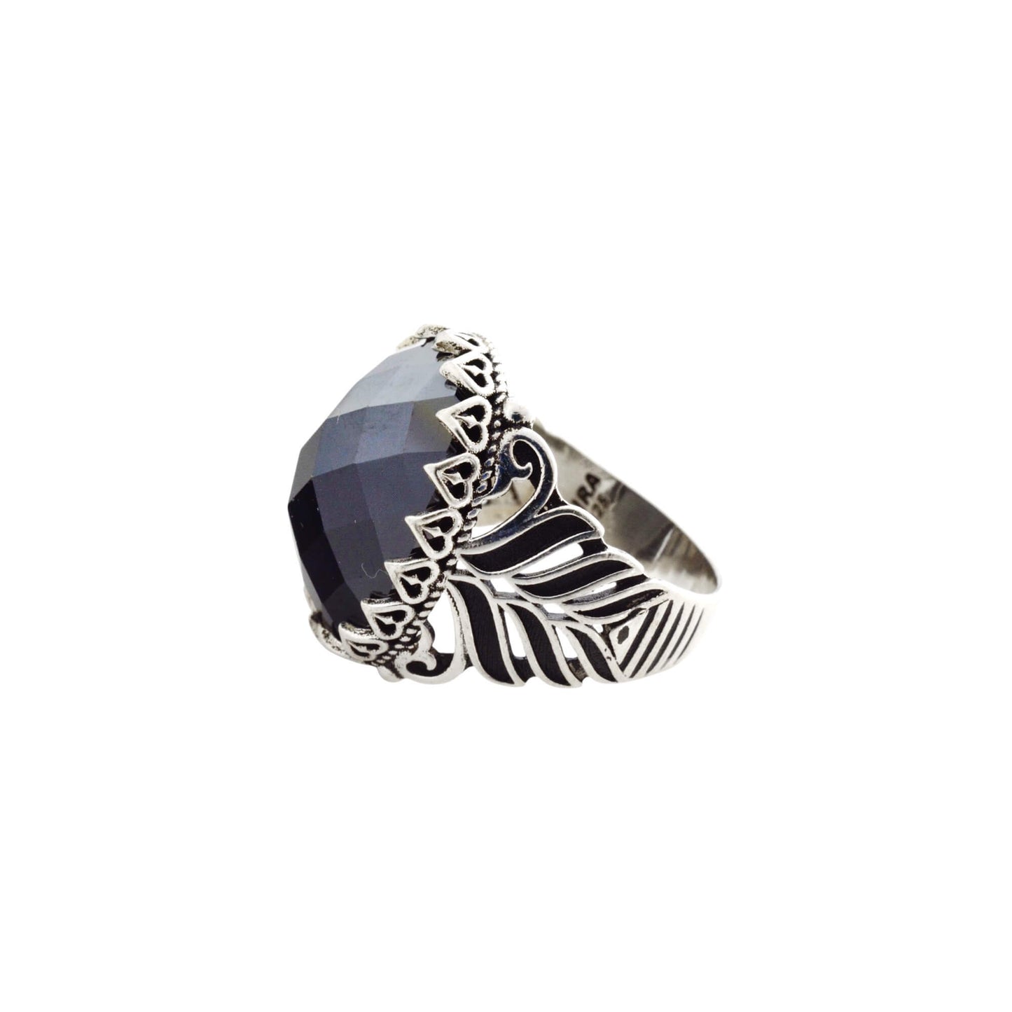 Azita 925 Sterling Silver Black Stone Turkish ring for Men and Boys with Certificate of Authenticity and BIS Hallmark.