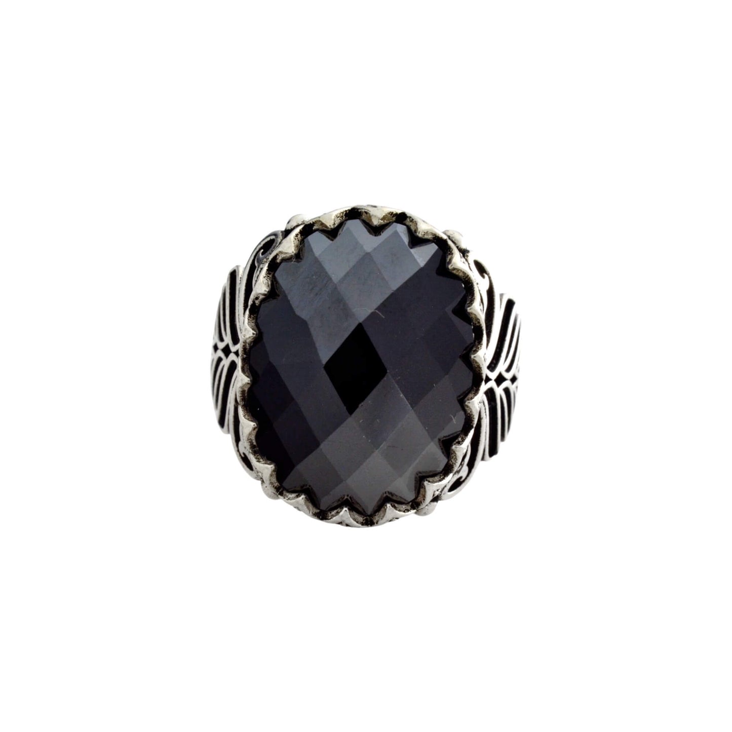 Azita 925 Sterling Silver Black Stone Turkish ring for Men and Boys with Certificate of Authenticity and BIS Hallmark.