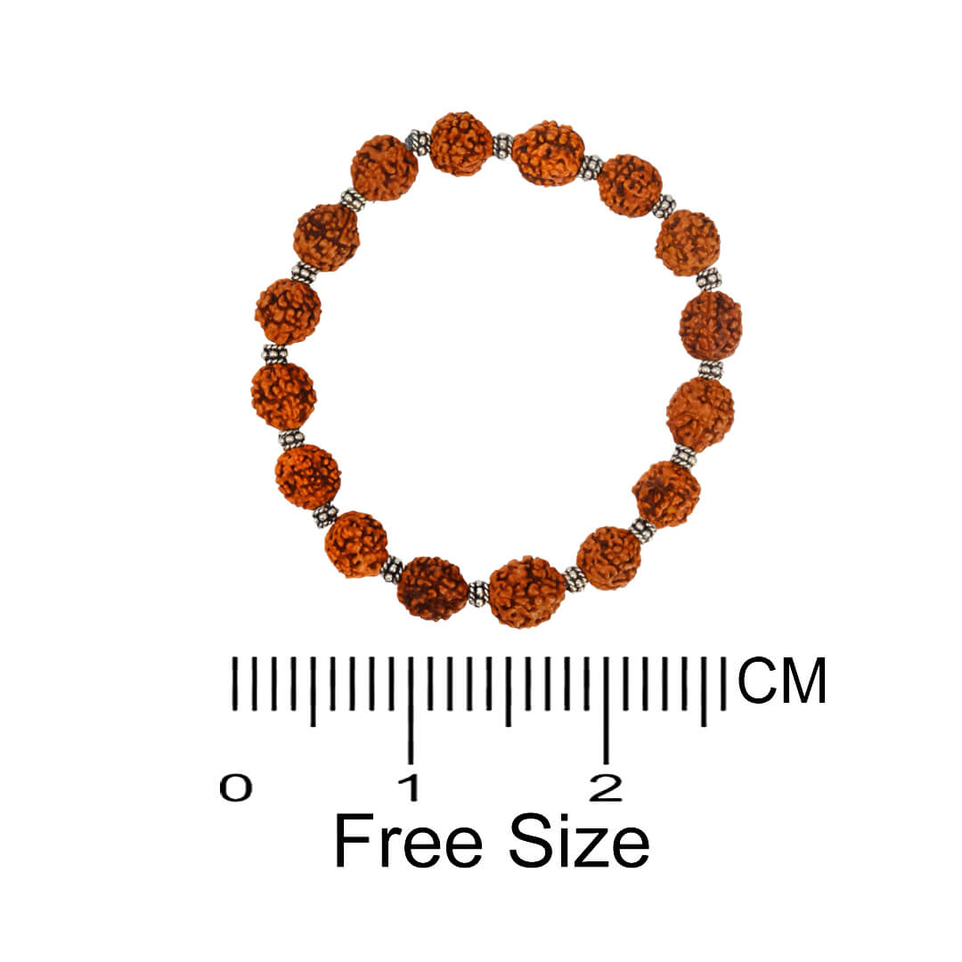 Azita 925 Sterling Silver Flexible Rudraksha Bracelet for Men and Women|Silver Spiral Beads| With Certificate of Authenticity