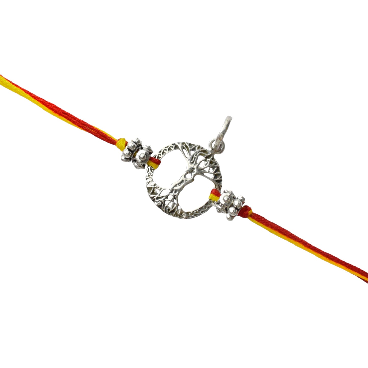 Azita 925 Sterling Silver 2-in-1 Rakhi for Men and Women| Man and women Embraced in Tree of Life| With Certificate of Authenticity and BIS Hallmark.