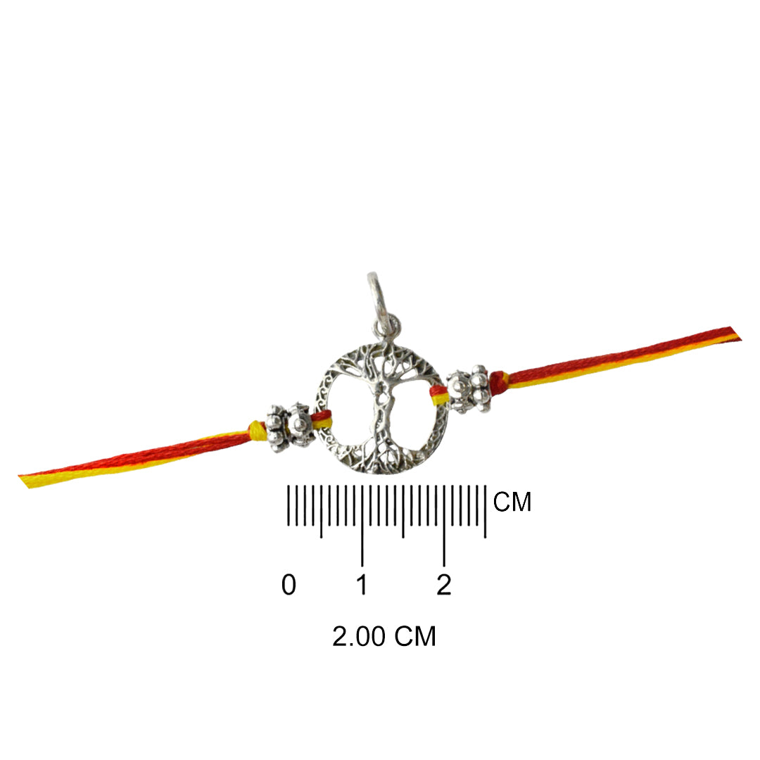 Azita 925 Sterling Silver 2-in-1 Rakhi for Men and Women| Man and women Embraced in Tree of Life| With Certificate of Authenticity and BIS Hallmark.