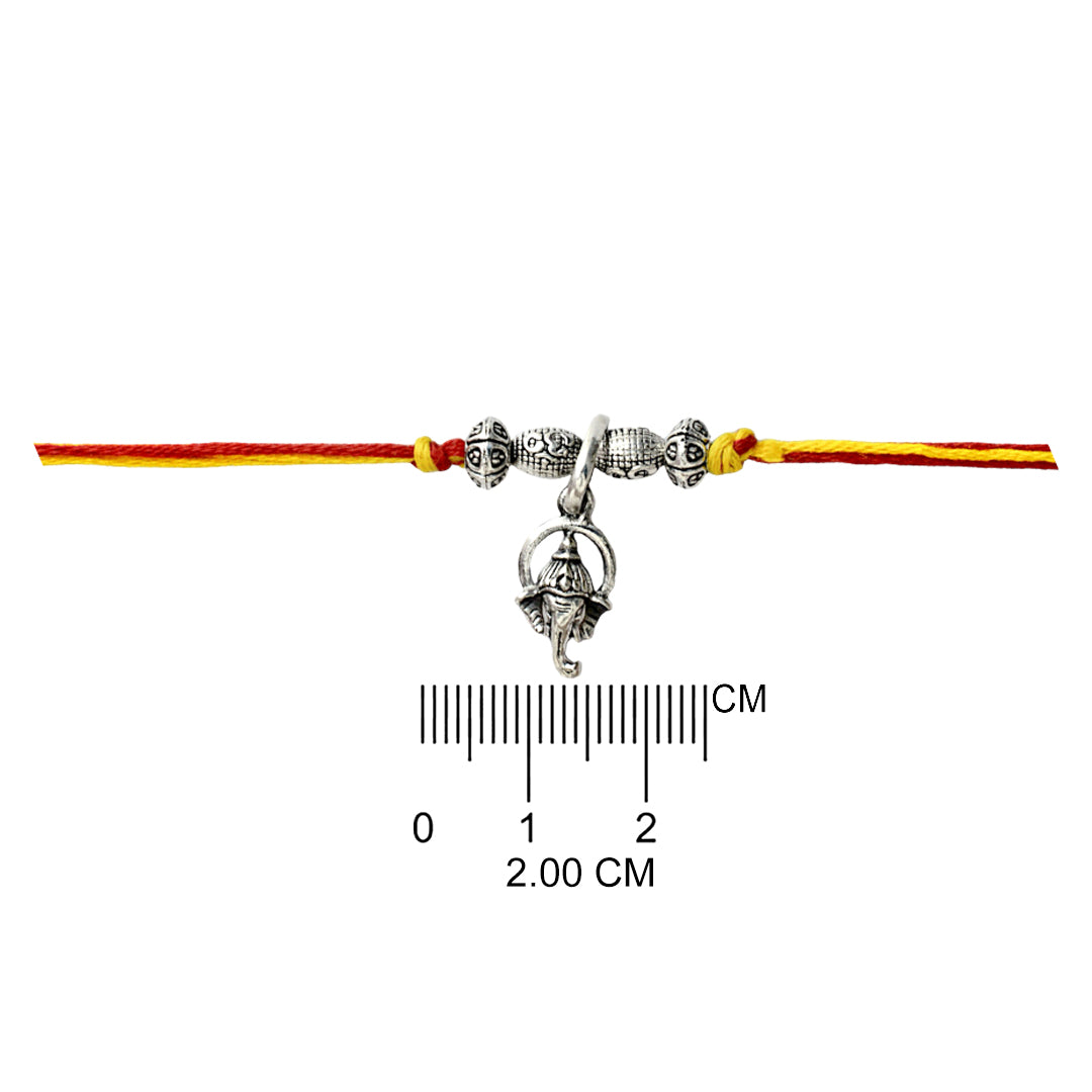 Azita 925 Sterling Silver 2-in-1 Rakhi for Men and Women| Ganesh | With Certificate of Authenticity and BIS Hallmark.