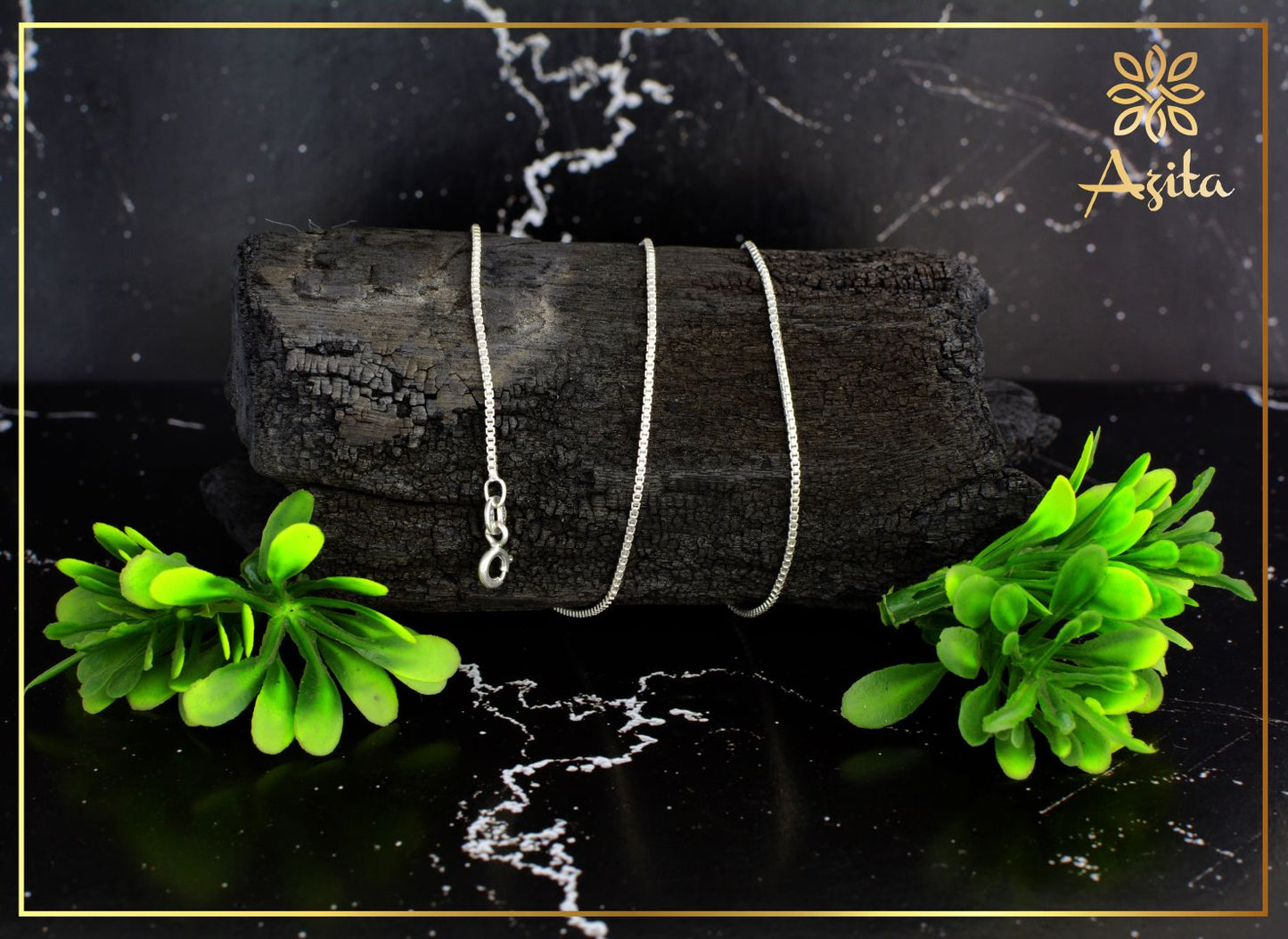Azita 925 Sterling Silver Box Chain Necklace for Men and Women with Certificate of Authenticity and 925 Stamp.| 18 Inch Length and 1 mm width|