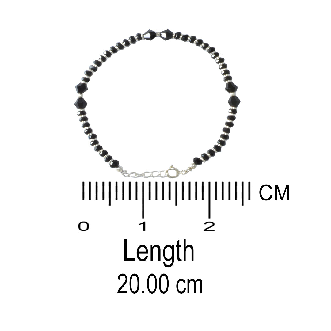 Azita 925 Sterling Silver 6 elongated Black Beads Nazaria Bracelets for Women and Girls with Certificate Of Authenticity and 925 Stamp