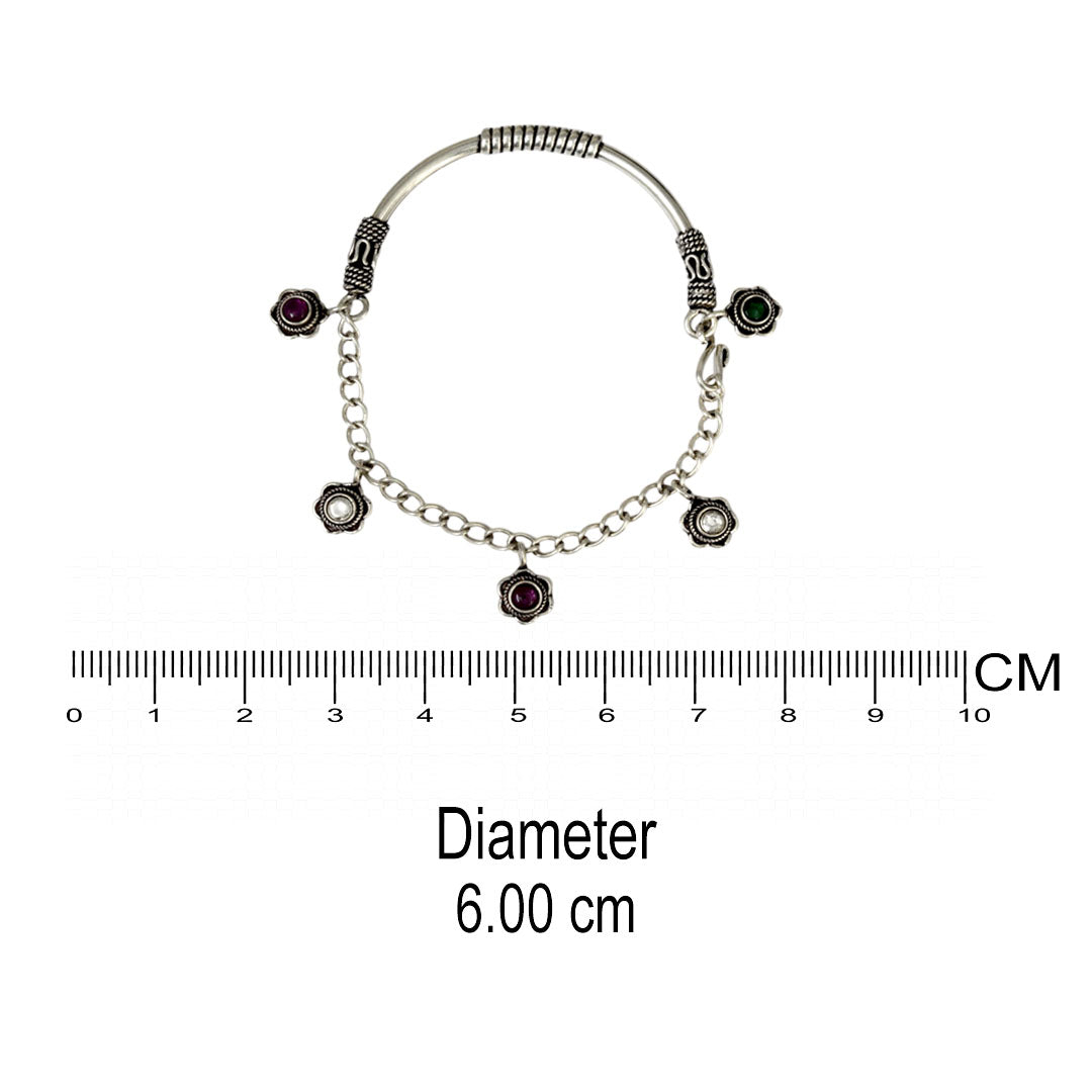 Azita 925 Sterling Silver Flower Half Chain Bracelet for Women and Girls with Certificate of Authenticity and BIS Hallmark.