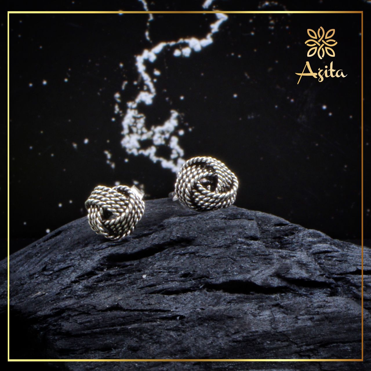 Azita 925 Sterling Silver Oxidised Twisted Spiral Stud Earrings for Women and Girls with Certificate Of Authenticity and 925 Stamp