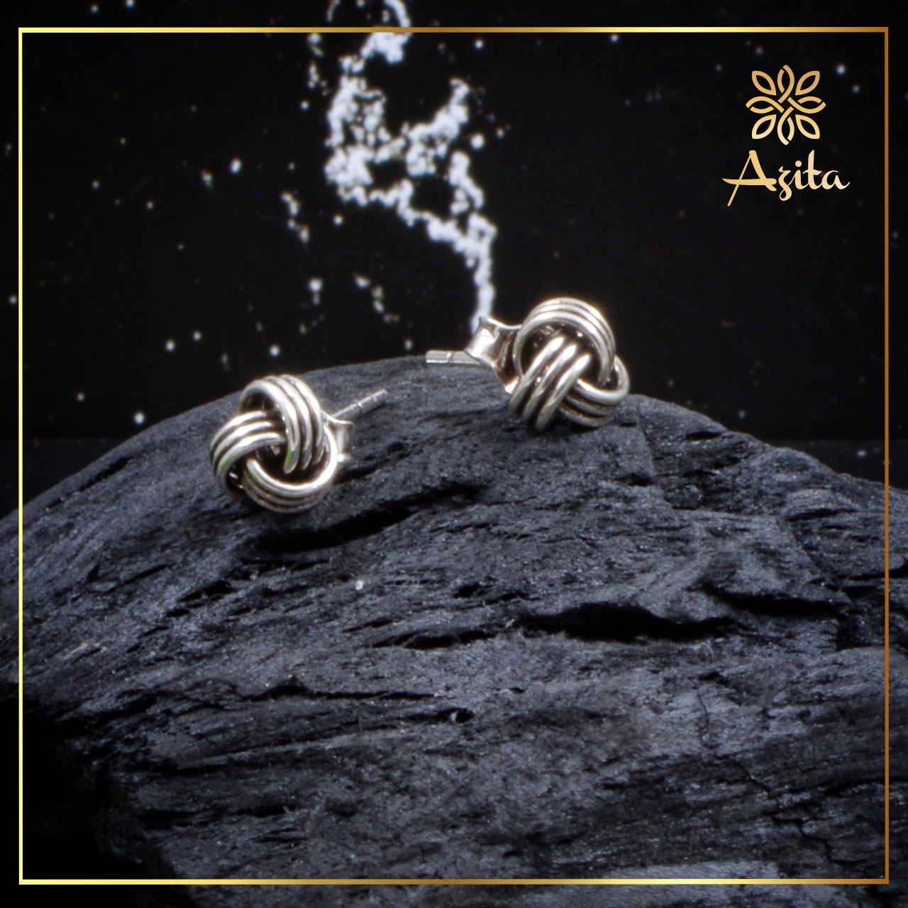 Azita 925 Sterling Silver Oxidised Twisted Stud Earrings for Women and Girls with Certificate Of Authenticity and 925 Stamp