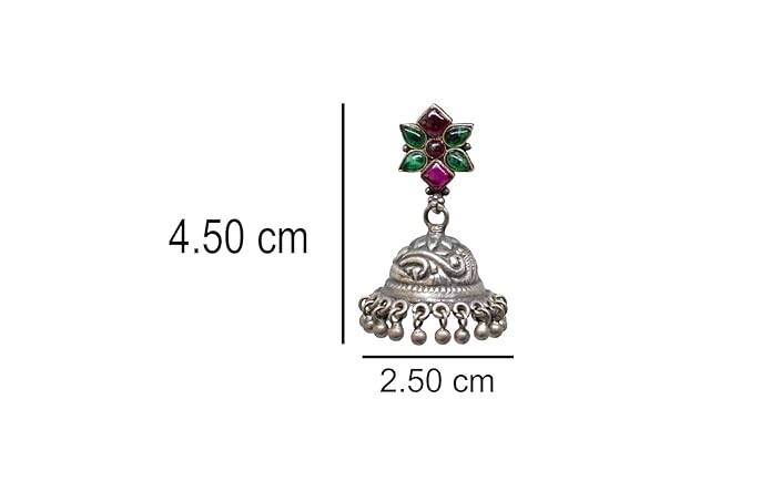 Azita 925 Sterling Silver Pink and Green stone Earring for women with Certificate of Authenticity and 925 Hallmark.