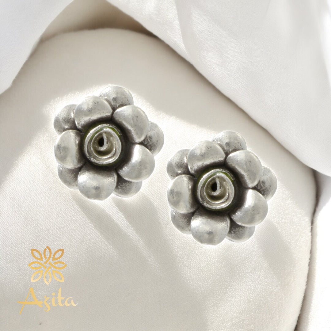 Azita 925 Sterling Silver Studs Earrings for Women and Girls with Certificate of Authenticity | Flower Stud|