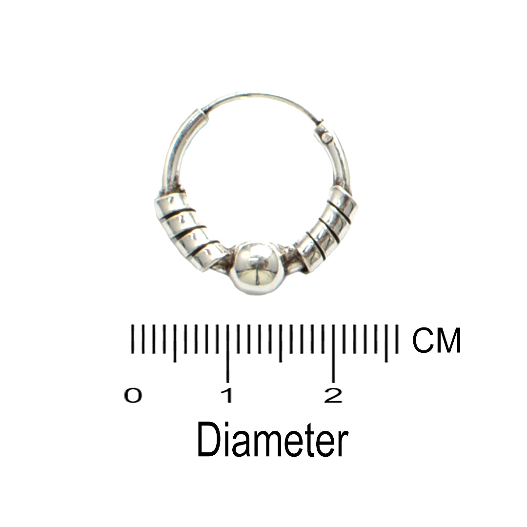 Azita 925 Sterling Silver Oxidised Hoop Earrings for Women and Girls with Certificate of Authenticity and 925 Stamp |Spiral with ball Bali|