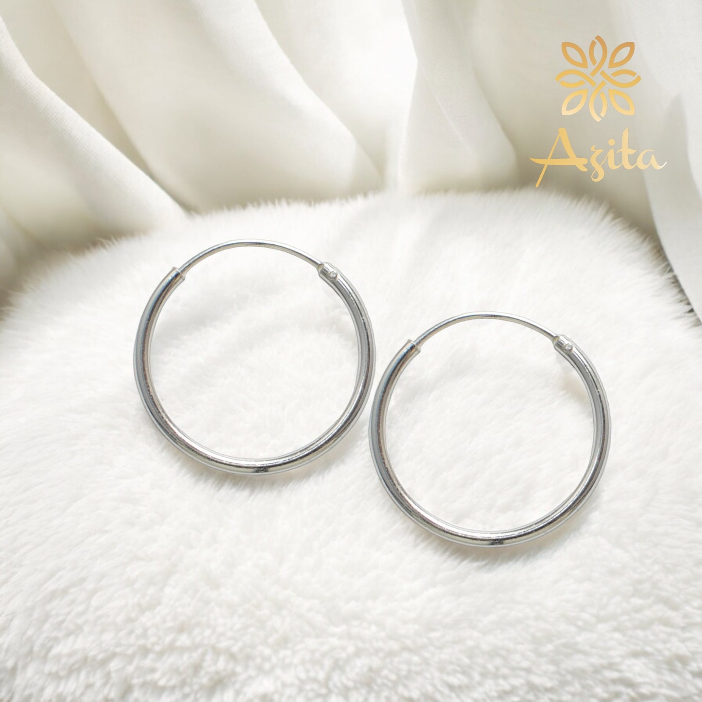 Azita 925 Sterling Silver Hoop Earrings for Women and Girls with Certificate Of Authenticity and 925 Stamp |Large Bali|