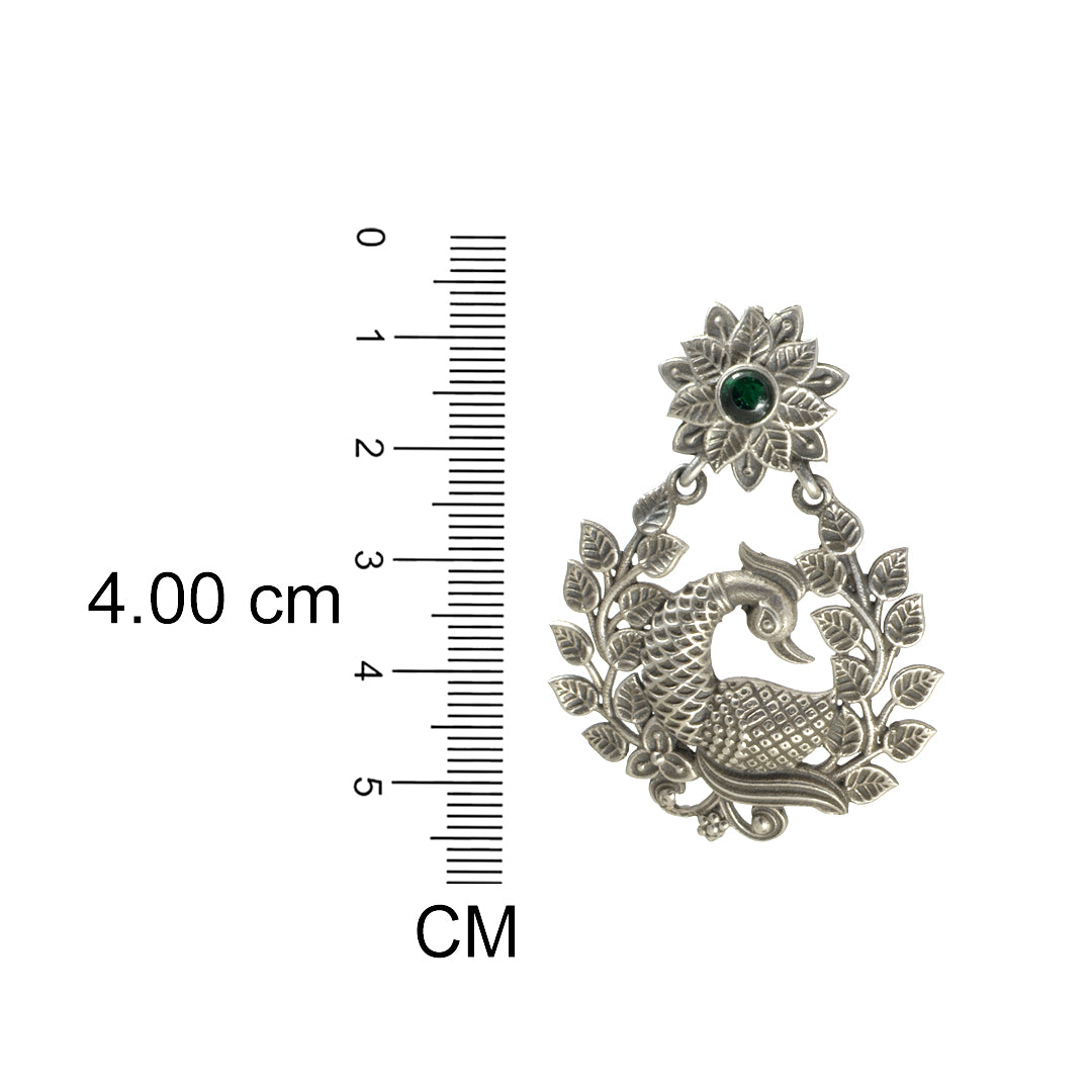 Azita 925 Sterling Silver Oxidised Leafy Peacock Dangle and Drop Earrings for Women and Girls| with certificate of authenticity and 925 stamp.