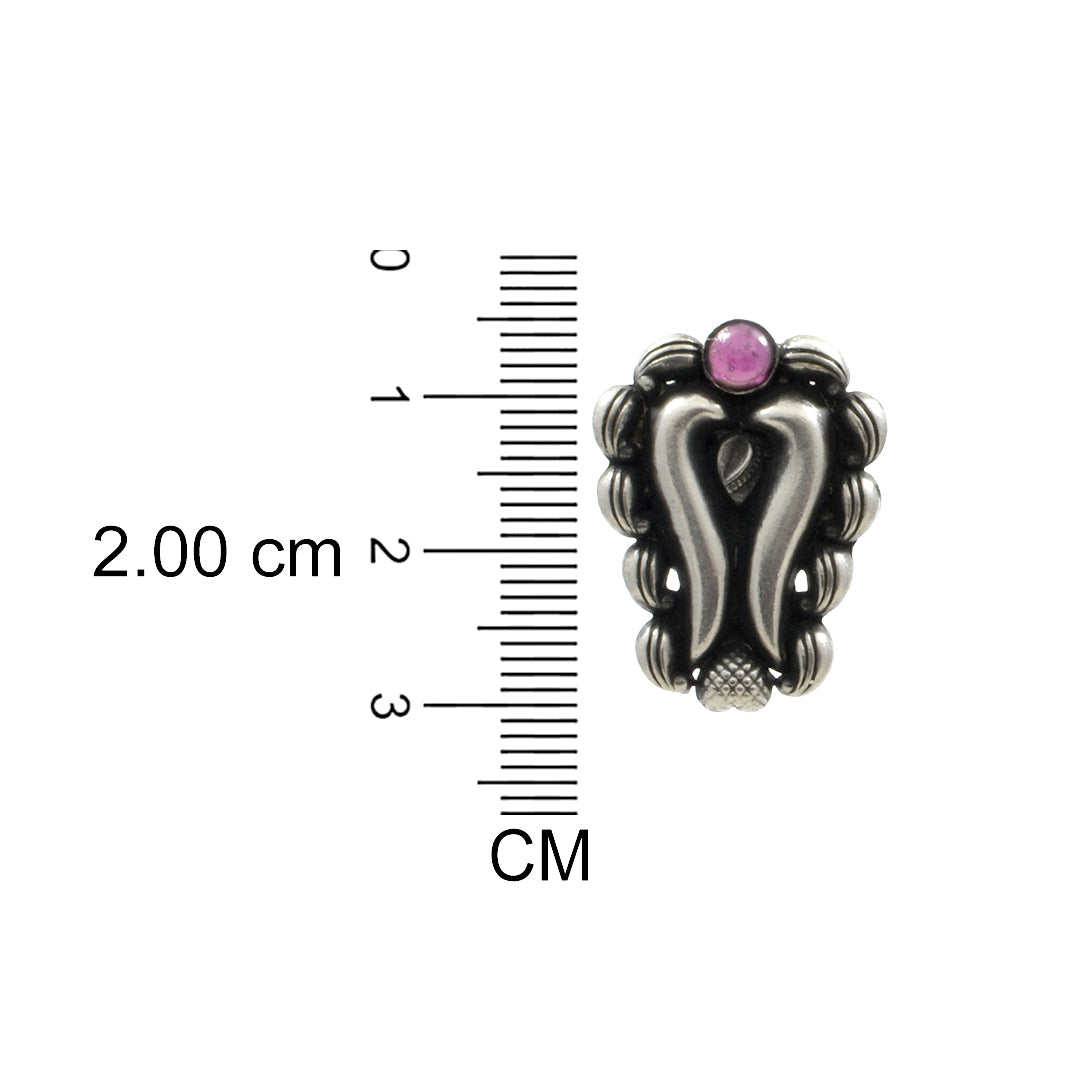 Azita 925 Sterling Silver oxidised Big Studs earrings for women and girls| Pink Stone at Top| with certificate of authenticity and 925 stamp.