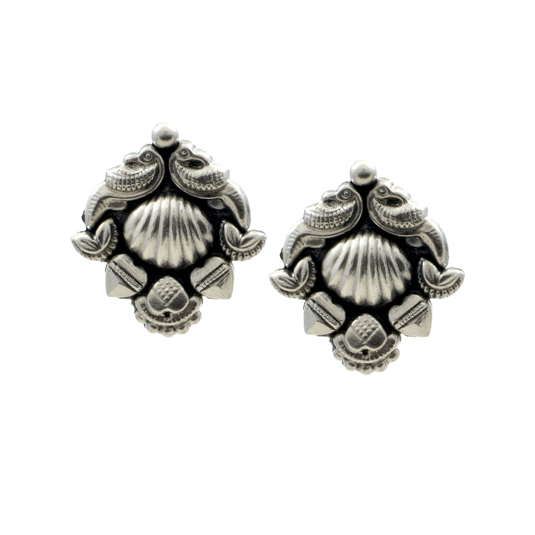 Azita 925 Sterling Silver oxidised Peacock Studs earrings for women and girls| with certificate of authenticity and 925 stamp.