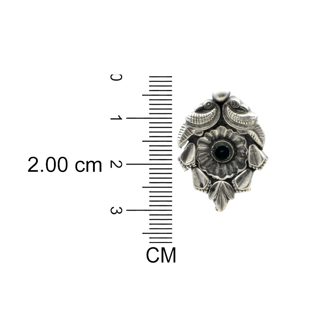Azita 925 Sterling Silver oxidised Peacock Studs earrings for women and girls | Green Stone at Centre| with certificate of authenticity and 925 stamp.