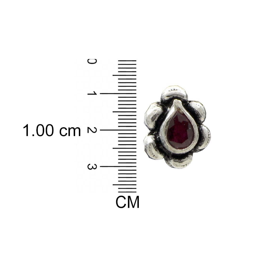 Azita 925 Sterling Silver oxidised Flower Studs earrings for women and girls |Drop Pink Stone| with certificate of authenticity and 925 stamp.