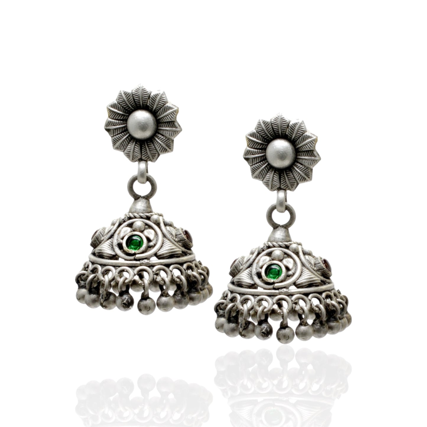 Azita 925 Sterling Silver Jhumki Earrings for Women and Girls| Silver Flower Top | With Certificate of Authenticity & 925 Stamp|
