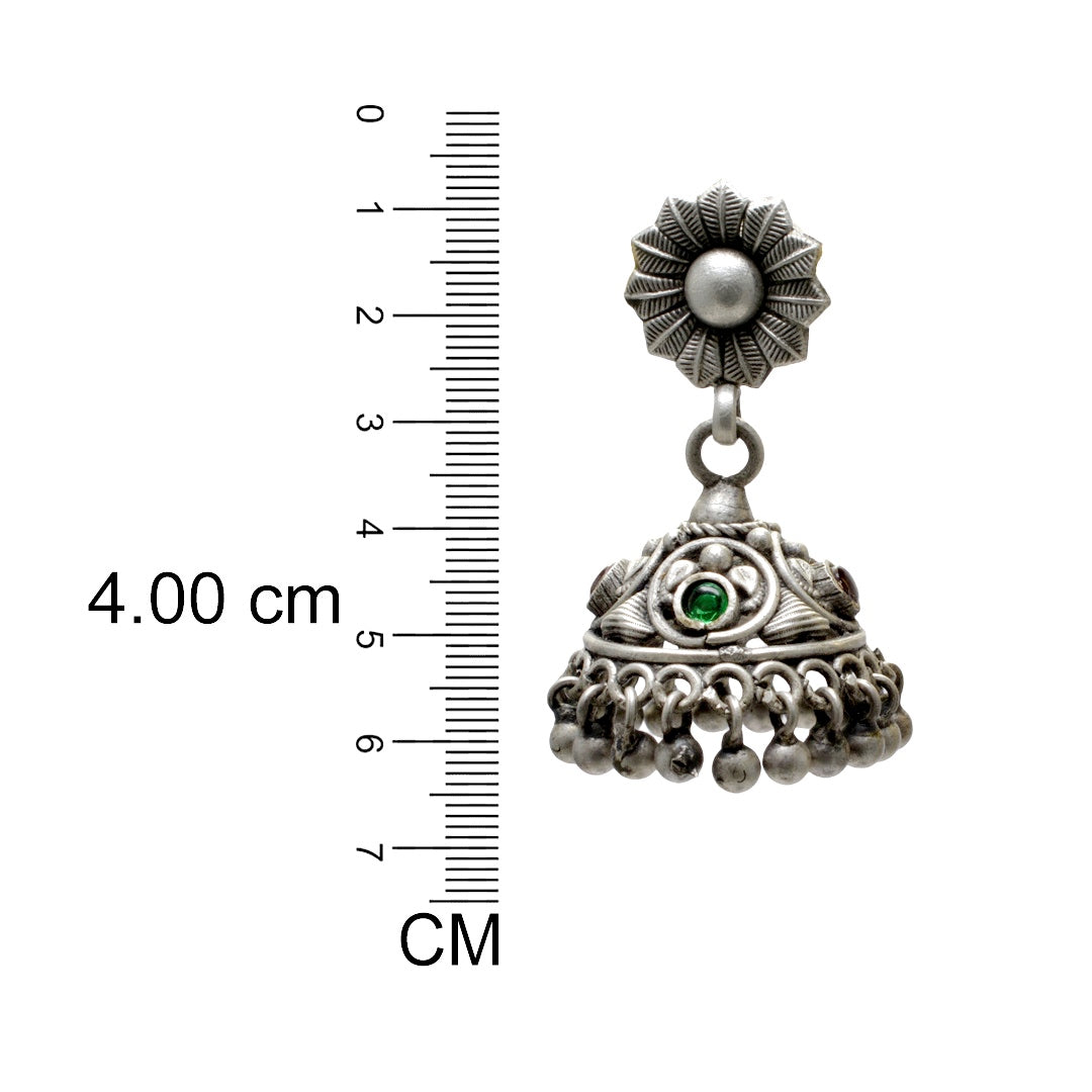 Azita 925 Sterling Silver Jhumki Earrings for Women and Girls| Silver Flower Top | With Certificate of Authenticity & 925 Stamp|