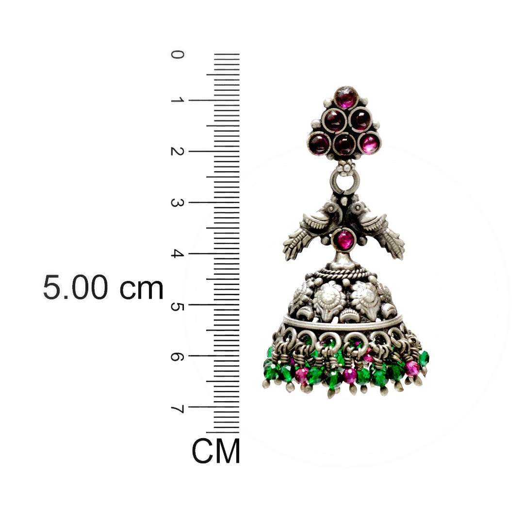 Azita 925 Sterling Silver Jhumki Earrings for Women and Girls| Pink Pyramid Top | With Certificate of Authenticity & 925 Stamp|